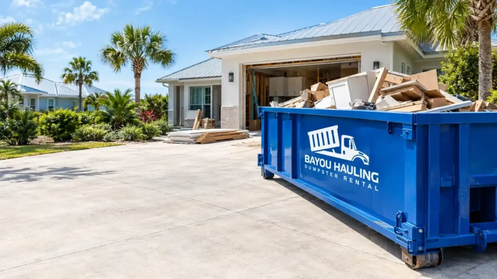 Roll-off dumpster for home cleanout in Destin, FL